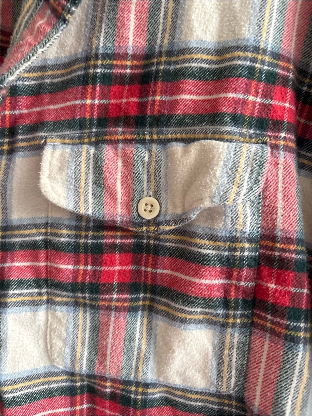 American Eagle Outfitters Plaid Flannel Button Down Shirt XXL Red Cream Cotton - Picture 8 of 10